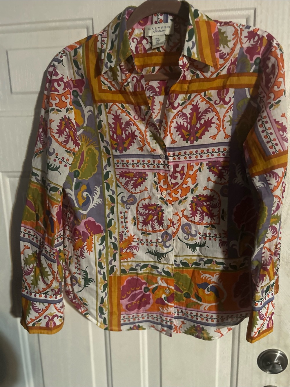 Calypso St. Barth Multicolor Floral-Paisley Button Down Shirt